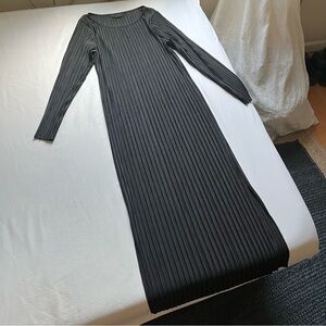 Hatch Black Ribbed Midi Dress